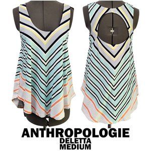 ANTHROPOLOGIE Swingy Striped Tank Back Cutout Med